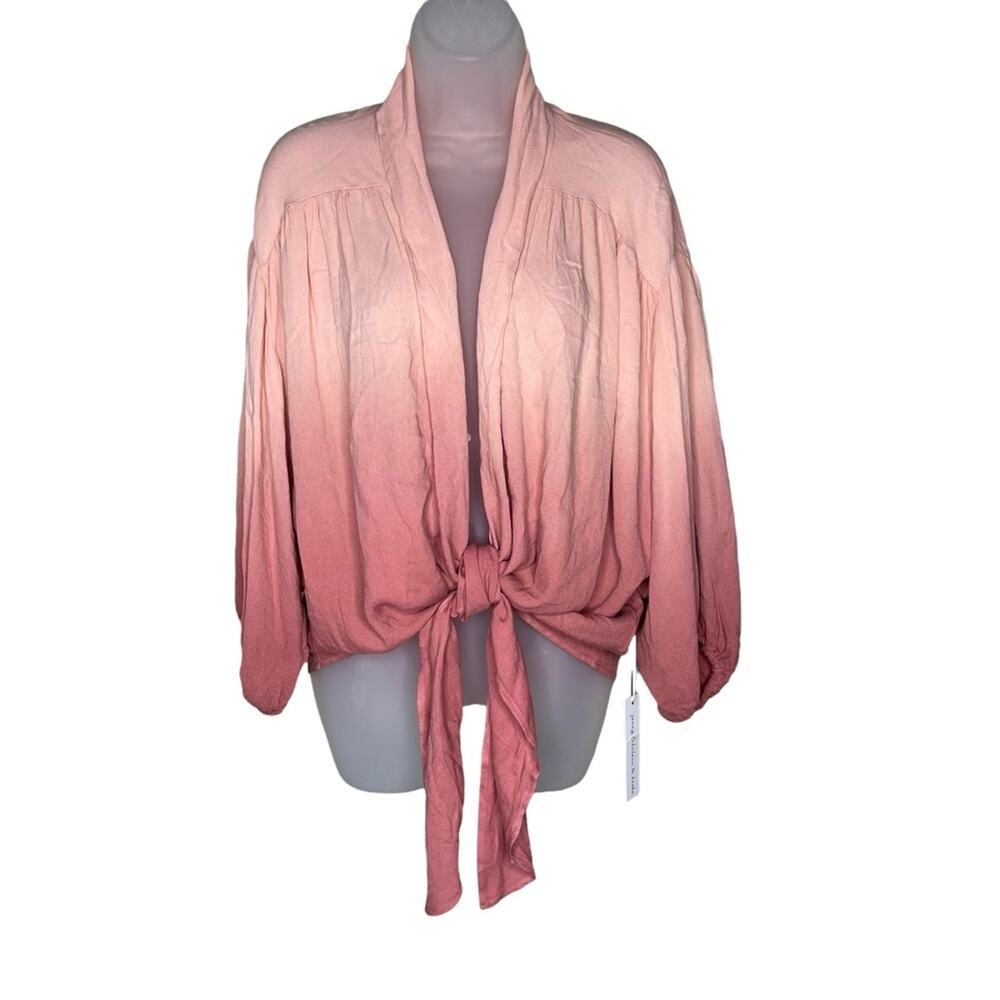 NWT YOUNG FABULOUS & BROKE Ombré Carmen Blouse Open Tie Front Cardigan